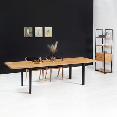 Ausziehbarer Ramme-Tisch aus massivem Holz, Eiche