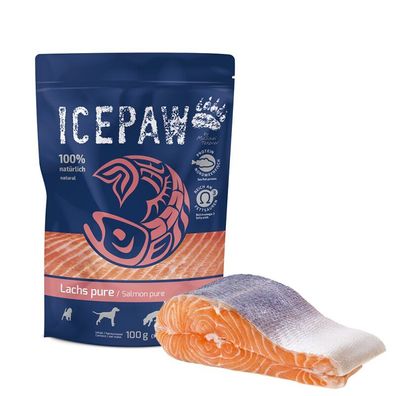 ICEPAW Lachs pure - Premium Nassfutter mit 100% frischem Lachs (100g Pouch)
