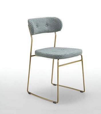 Blau-weißer Esszimmerstuhl Designer Sitzmöbel Polsterstühle