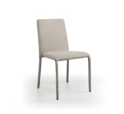 Stilvoller Beiger Esszimmerstuhl Designer Stoffbezug Luxus Füße