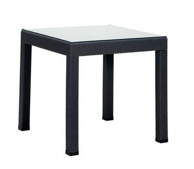 Gartentisch aus Rattan Tisch anthrazitfarben robuster, stilvoller Tisch