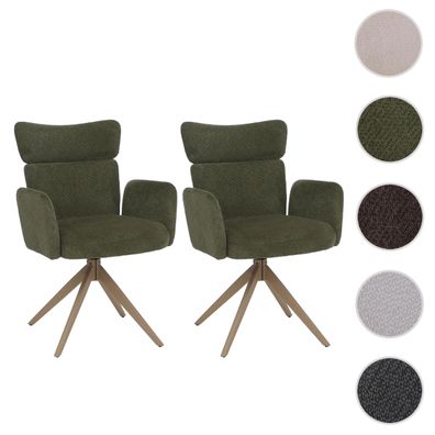 2er-Set Esszimmerstuhl HWC-N11, drehbar Auto-Return Stoff Bouclé 350g/m² Öko-Tex