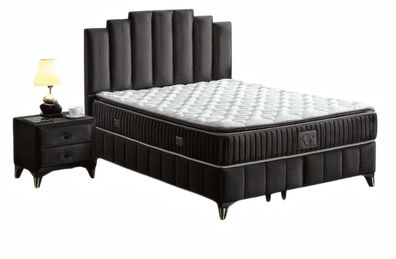 Modernes Schlafzimmer Set 2x Nachttische Luxuriöses Bett mit Stauraum Komplettes