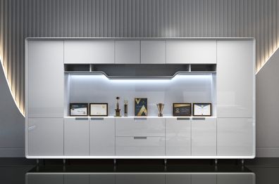 Geräumiger Weißer Büroschrank im modernen Design 360x45x200 cm