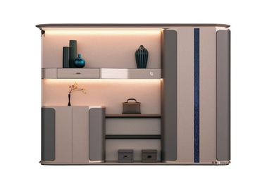 Design Büroschrank Hochglanz Beige 280x42x201 cm