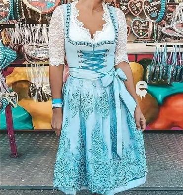 Verführerisches Midi Dirndl für Damen - Traditionelles Oktoberfest Trachtenkleid