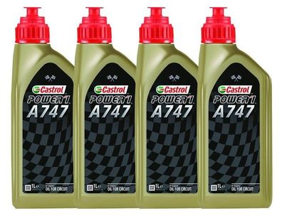 Castrol Power 1 A747 Motoröl mit Rizinusanteil 2 Takt Hochleistungsöl 4x1 Liter