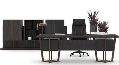 Schreibtisch Kommode Büroschrank Couchtisch Arbeitszimmer Set Holzmöbel