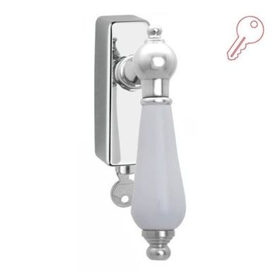Ghidini Fenstergriff Oscar abschließbar Chrom poliert 35 mm Handhabe weiß