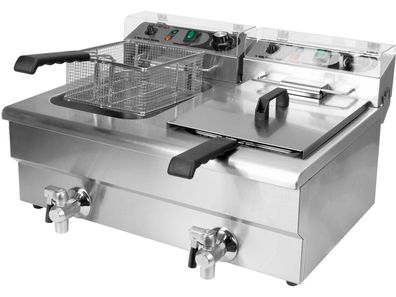 Gastro Fritteuse 2x12L mit Ablasshahn 2x5000W 550x730x400mm 380-400V