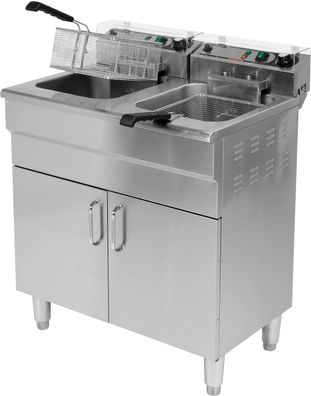 Gastro Fritteuse 2x11,5L mit Unterschrank 2x5000W 520x730x900mm 380-400V