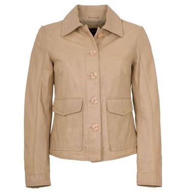 Jilani - Damen Echtleder Lederjacke Lammnappa beige