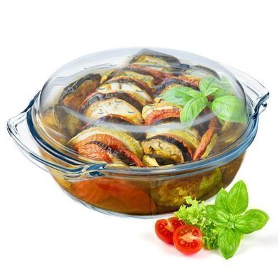 KADAX Glasbräter, Auflaufform mit Deckel aus hitzebeständigem Glas 2.4L