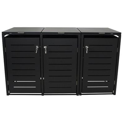 Mülltonnenbox 3-er Stahl verzinkt anthrazit