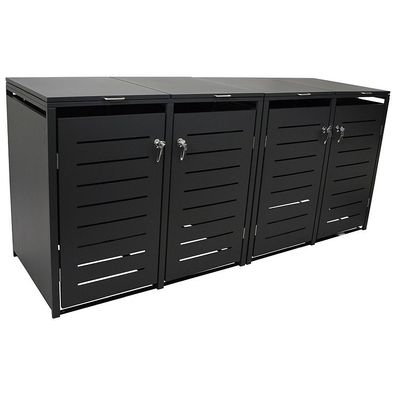 Mülltonnenbox klein 4-er Stahl verzinkt anthrazit