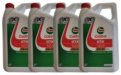 Castrol GTX 5W-40 A3/ B4 MB 229.3 VW 502 00/ 505 00 4x5 Liter Motoröl