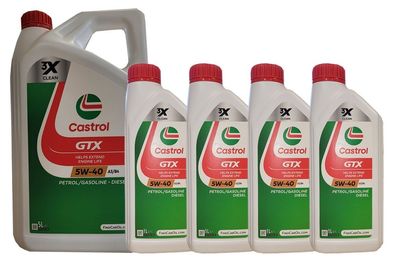Castrol GTX 5W-40 A3/ B4 MB 229.3 VW 502 00/ 505 00 5 + 4x1 Liter Motoröl