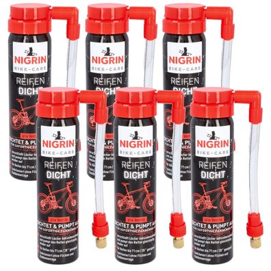 Nigrin Bike Reifen-Dicht Pannen-Spray 6x Dichtmittel Flickzeug Reifenpilot