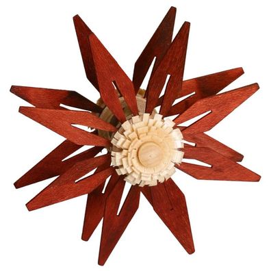 Aufsteckstern doppelt mit Kieferblätter Rot Ø 7cm NEU Christbaumschmuck Holz