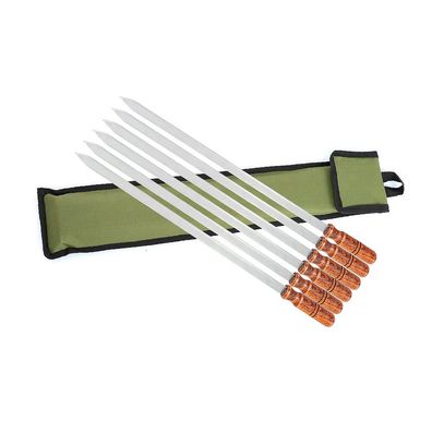 ADANA Premium Grillspieß aus Edelstahl, 6 Stück, Länge 60 cm, mit Tasche