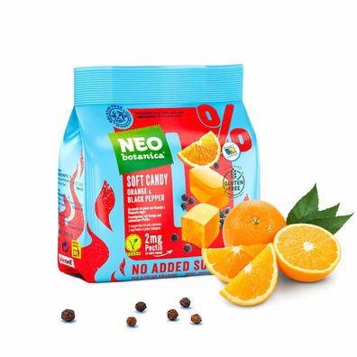 NEO Botanica Fruchtgummibonbons mit Orange und schwarzer Pfeffer, 0% Zuckerzusatz,