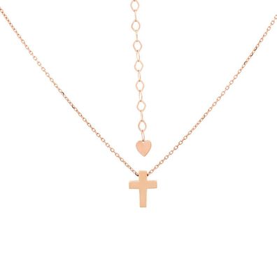 Kette mit Kreuzanhänger aus 585 Rotgold