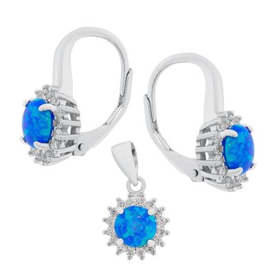 Schmuckset aus 925 Silber mit Opal und Zirkonia