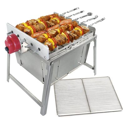 RAMBO ToGo Holzkohlegrill aus Edelstahl mit Motor, tragbar und kompakt