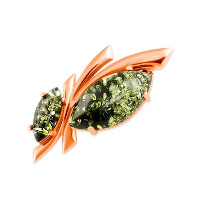 Brosche aus 925 Silber mit Bernsteinen, vergoldet