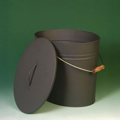 Asche- Eimer, Kohle-Eimer, Aschebehälter- anthrazit- mit Griff und Deckel, oval