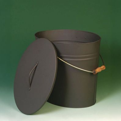 Asche- Eimer, Kohle-Eimer, Aschebehälter- anthrazit- mit Griff und Deckel, oval
