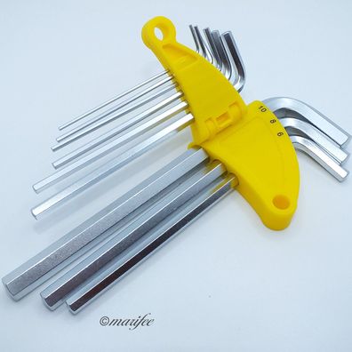 Inbusschlüssel-Set/ Innensechskantschlüssel 9 Stück lang, Art.-Nr. 20045