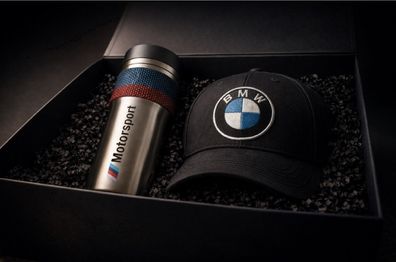 Edle BMW Geschenkbox mit Stil ?M?Motorsport Geschenkset Thermobecher M Mütze Cap
