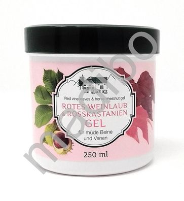 3,20 Euro pro 100ml Rotes Weinlaub &amp; Rosskastanien Gel 250ml vom Pullach Hof