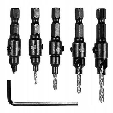 Rosfix Set Bohrer für Konfirmat 5–12 mm – Edelstahl | 1/4" Schaft, 5 Stk