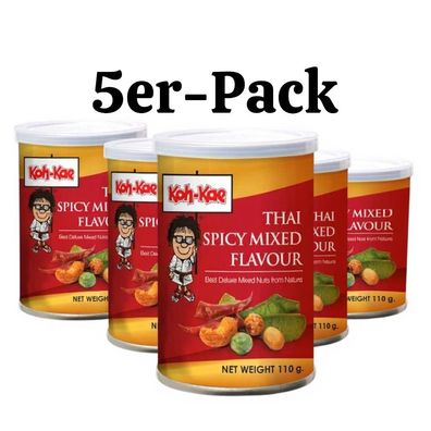5er-Pack Koh-Kae Nüsse-Erbsen-Mischung mit Thai Spicy Mixed Flavour 110g