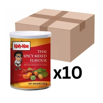 10er-Pack Koh-Kae Nüsse-Erbsen-Mischung mit Thai Spicy Mixed Flavour 110g