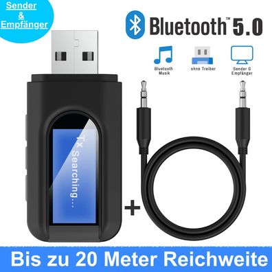 Bluetooth Transmitter Empfänger Sender 2-in-1 Wireless AUX Audio Adapter TV LCD