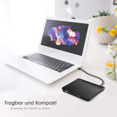Externes CD/DVD Laufwerk USB 3.0 Type-C RW Brenner für alle Laptops/Desktop PC
