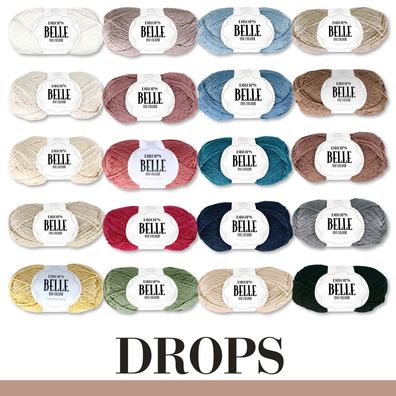 Drops 5 x 50 g Belle Häkeln Stricken Wolle Baumwolle Viskose Leinen 20 Farben