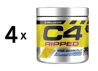 4 x Cellucor C4 Ripped (30 serv) Icy Blue Raspberry