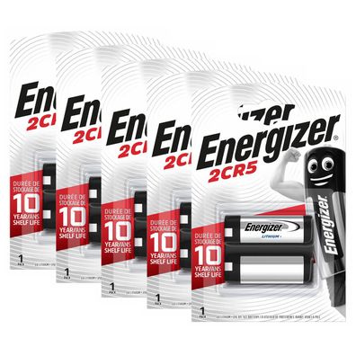 5x Energizer 2CR5 DL245 2CR5M Lithium Power Photo Batterie 6V im Blister