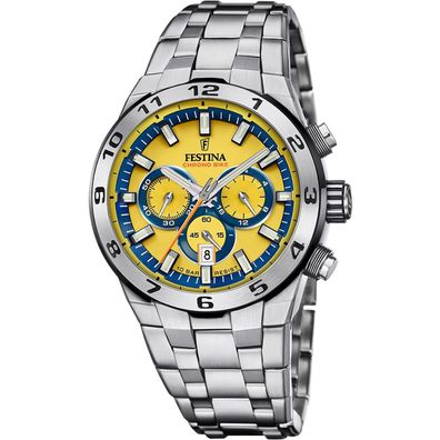 Festina Uhr für Herren F20670/4 Chrono Bike, Edelstahl, Gelb