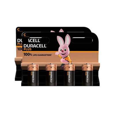 2x Duracell Batterien Alkaline Baby C LR14 1,5V Plus 4er Blister Batterie