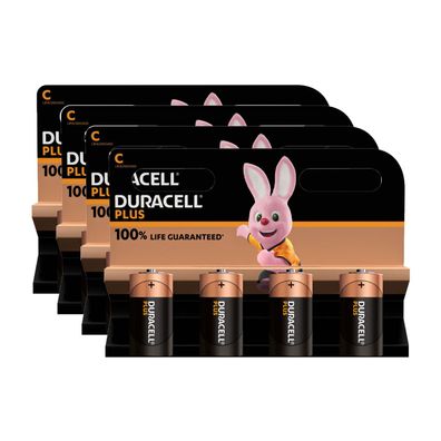 4x Duracell Batterien Alkaline Baby C LR14 1,5V Plus 4er Blister Batterie