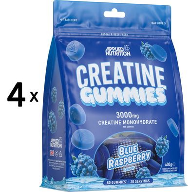 4 x Applied Nutrition Creatine Gummies, Blue Raspberry - 80 gummies