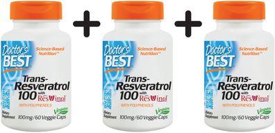 3 x Doctors Best Trans-Resveratrol 100 - 60 vcaps