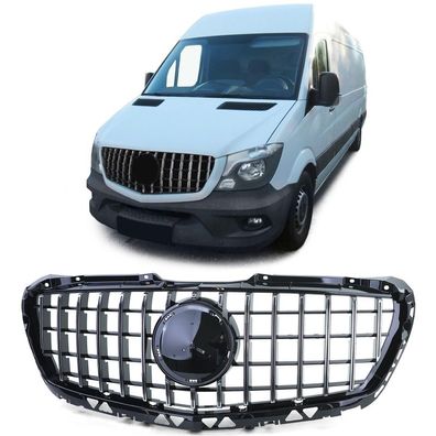 Sport Kühlergrill Schwarz Chrom für Mercedes Sprinter W906 Facelift 2013-2018