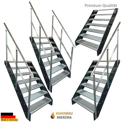 Wangentreppe Geländer 7 Stu. Wangen Pulverlackiert H:133cm