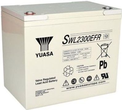 Yuasa Blei-Akku SWL2300FR Pb 12V / 80Ah Flame Retardant 10-12 Jahresbatterie, M6